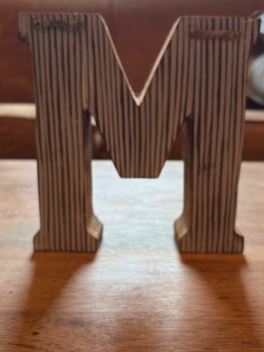 Handcrafted Wooden Letter 'M' Home Accent - Brown - Picture 6 of 6